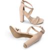 DREAM PAIRS Womens Chunky Heels 4 inch High Multi Strap Soft Comfort Block Heeled Sandals for Prom Dancing Wedding(Nude)