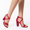 DREAM PAIRS Womens Chunky Heels 4 inch High Multi Strap Soft Comfort Block Heeled Sandals for Prom Dancing Wedding(Red)