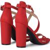 DREAM PAIRS Womens Chunky Heels 4 inch High Multi Strap Soft Comfort Block Heeled Sandals for Prom Dancing Wedding(Red)