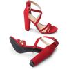 DREAM PAIRS Womens Chunky Heels 4 inch High Multi Strap Soft Comfort Block Heeled Sandals for Prom Dancing Wedding(Red)