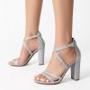 DREAM PAIRS Womens Chunky Heels 4 inch High Multi Strap Soft Comfort Block Heeled Sandals for Prom Dancing Wedding(Silver)