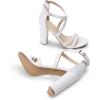 DREAM PAIRS Womens Chunky Heels 4 inch High Multi Strap Soft Comfort Block Heeled Sandals for Prom Dancing Wedding(White)