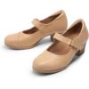 DREAM PAIRS Women’s Chunky Low Block Closed Toe Heels Mary Janes Pumps Comfortable Round Toe Dress Work Wedding Shoes(Nude-pu)