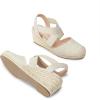 DREAM PAIRS Womens Close Toe Espadrilles Platform Slip on Elastic Criss Cross Straps Dressy Wedges Sandals(Beige)