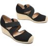 DREAM PAIRS Womens Close Toe Espadrilles Platform Slip on Elastic Criss Cross Straps Dressy Wedges Sandals(Black Suede)