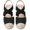 DREAM PAIRS Womens Close Toe Espadrilles Platform Slip on Elastic Criss Cross Straps Dressy Wedges Sandals(Black/Beige)