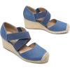 DREAM PAIRS Womens Close Toe Espadrilles Platform Slip on Elastic Criss Cross Straps Dressy Wedges Sandals(Denim Blue)