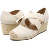 DREAM PAIRS Womens Close Toe Espadrilles Platform Slip on Elastic Criss Cross Straps Dressy Wedges Sandals(Linen)
