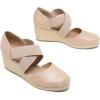DREAM PAIRS Womens Close Toe Espadrilles Platform Slip on Elastic Criss Cross Straps Dressy Wedges Sandals(Nude)