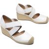 DREAM PAIRS Womens Close Toe Espadrilles Platform Slip on Elastic Criss Cross Straps Dressy Wedges Sandals(White)