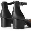 DREAM PAIRS Women’s Closed Round Toe Low Block Heels Ankle Strap Chunky Heel Pumps Dress Wedding Office Party Shoes(Black-pu)