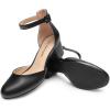 DREAM PAIRS Women’s Closed Round Toe Low Block Heels Ankle Strap Chunky Heel Pumps Dress Wedding Office Party Shoes(Black-pu)