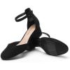 DREAM PAIRS Women’s Closed Round Toe Low Block Heels Ankle Strap Chunky Heel Pumps Dress Wedding Office Party Shoes(Black-suede)