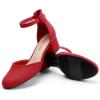 DREAM PAIRS Women’s Closed Round Toe Low Block Heels Ankle Strap Chunky Heel Pumps Dress Wedding Office Party Shoes(Red)