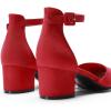 DREAM PAIRS Women’s Closed Round Toe Low Block Heels Ankle Strap Chunky Heel Pumps Dress Wedding Office Party Shoes(Red)
