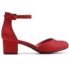 DREAM PAIRS Women’s Closed Round Toe Low Block Heels Ankle Strap Chunky Heel Pumps Dress Wedding Office Party Shoes(Red)
