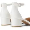 DREAM PAIRS Women’s Closed Round Toe Low Block Heels Ankle Strap Chunky Heel Pumps Dress Wedding Office Party Shoes(White)