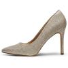 DREAM PAIRS Women’s Closed Toe High Heels Dress Pointed Toe Wedding Pump Shoes(Gold/Glitter)