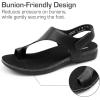 DREAM PAIRS Women’s Comfortable Cork Footbed Arch Support Sandals Casual to Dressy Thong Walking Flat Sandals for Summer(All Black)
