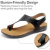 DREAM PAIRS Women’s Comfortable Cork Footbed Arch Support Sandals Casual to Dressy Thong Walking Flat Sandals for Summer(Black)