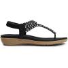 DREAM PAIRS Women’s Comfortable Dressy Flat Sandals Rhinestone Elastic T-Strap Thong Sandals for Summer Beach(Black)