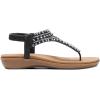 DREAM PAIRS Women’s Comfortable Dressy Flat Sandals Rhinestone Elastic T-Strap Thong Sandals for Summer Beach(Black/Brown-nubuck)