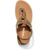 DREAM PAIRS Women’s Comfortable Dressy Flat Sandals Rhinestone Elastic T-Strap Thong Sandals for Summer Beach(Brown)