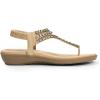 DREAM PAIRS Women’s Comfortable Dressy Flat Sandals Rhinestone Elastic T-Strap Thong Sandals for Summer Beach(Nude)