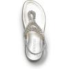 DREAM PAIRS Women’s Comfortable Dressy Flat Sandals Rhinestone Elastic T-Strap Thong Sandals for Summer Beach(Silver)