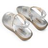 DREAM PAIRS Women’s Comfortable Dressy Flat Sandals Rhinestone Elastic T-Strap Thong Sandals for Summer Beach(Silver)