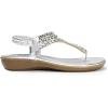 DREAM PAIRS Women’s Comfortable Dressy Flat Sandals Rhinestone Elastic T-Strap Thong Sandals for Summer Beach(Silver)