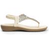 DREAM PAIRS Women’s Comfortable Dressy Flat Sandals Rhinestone Elastic T-Strap Thong Sandals for Summer Beach(White)