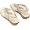 DREAM PAIRS Women’s Comfortable Dressy Flat Sandals Rhinestone Elastic T-Strap Thong Sandals for Summer Beach(White)