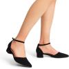 DREAM PAIRS Women’s Dress Shoes Low Heel Pumps Closed Pointed Toe Comfort Casual D’Orsay Flats Ankle Strap(Black-nubuck)