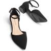 DREAM PAIRS Women’s Dress Shoes Low Heel Pumps Closed Pointed Toe Comfort Casual D’Orsay Flats Ankle Strap(Black-nubuck)
