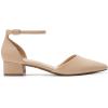 DREAM PAIRS Women’s Dress Shoes Low Heel Pumps Closed Pointed Toe Comfort Casual D’Orsay Flats Ankle Strap(Nude)
