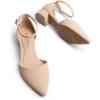 DREAM PAIRS Women’s Dress Shoes Low Heel Pumps Closed Pointed Toe Comfort Casual D’Orsay Flats Ankle Strap(Nude)