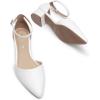 DREAM PAIRS Women’s Dress Shoes Low Heel Pumps Closed Pointed Toe Comfort Casual D’Orsay Flats Ankle Strap(White)