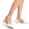 DREAM PAIRS Women’s Dress Shoes Low Heel Pumps Closed Pointed Toe Comfort Casual D’Orsay Flats Ankle Strap(White)
