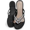 DREAM PAIRS Women’s Fashion Rhinestones Design Slides Sandals Dress Daily Flat Sandals for Summer(Black)