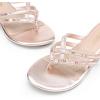 DREAM PAIRS Women’s Fashion Rhinestones Design Slides Sandals Dress Daily Flat Sandals for Summer(Champagne/Gold-pu)
