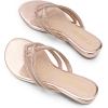DREAM PAIRS Women’s Fashion Rhinestones Design Slides Sandals Dress Daily Flat Sandals for Summer(Champagne/Gold-pu)