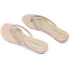 DREAM PAIRS Women’s Fashion Rhinestones Design Slides Sandals Dress Daily Flat Sandals for Summer(Nude)