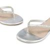 DREAM PAIRS Women’s Fashion Rhinestones Design Slides Sandals Dress Daily Flat Sandals for Summer(Silver Glitter)
