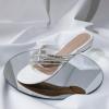 DREAM PAIRS Women’s Fashion Rhinestones Design Slides Sandals Dress Daily Flat Sandals for Summer(White)