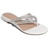 DREAM PAIRS Women’s Fashion Rhinestones Design Slides Sandals Dress Daily Flat Sandals for Summer(White)
