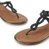 DREAM PAIRS Women’s Flat Sandals Dressy Summer Stappy Comfortable Ankle Elastic T-Strap Beach Thong Sandals(Black)