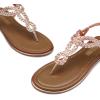 DREAM PAIRS Women’s Flat Sandals Dressy Summer Stappy Comfortable Ankle Elastic T-Strap Beach Thong Sandals(Rose Gold-metallic)