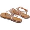 DREAM PAIRS Women’s Flat Sandals Dressy Summer Stappy Comfortable Ankle Elastic T-Strap Beach Thong Sandals(Rose Gold-metallic)