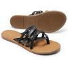 DREAM PAIRS Women’s Flip Flops Round Toe Multi Strap lightweight Summer Beach Flat Casual Thong Sandals(Black)